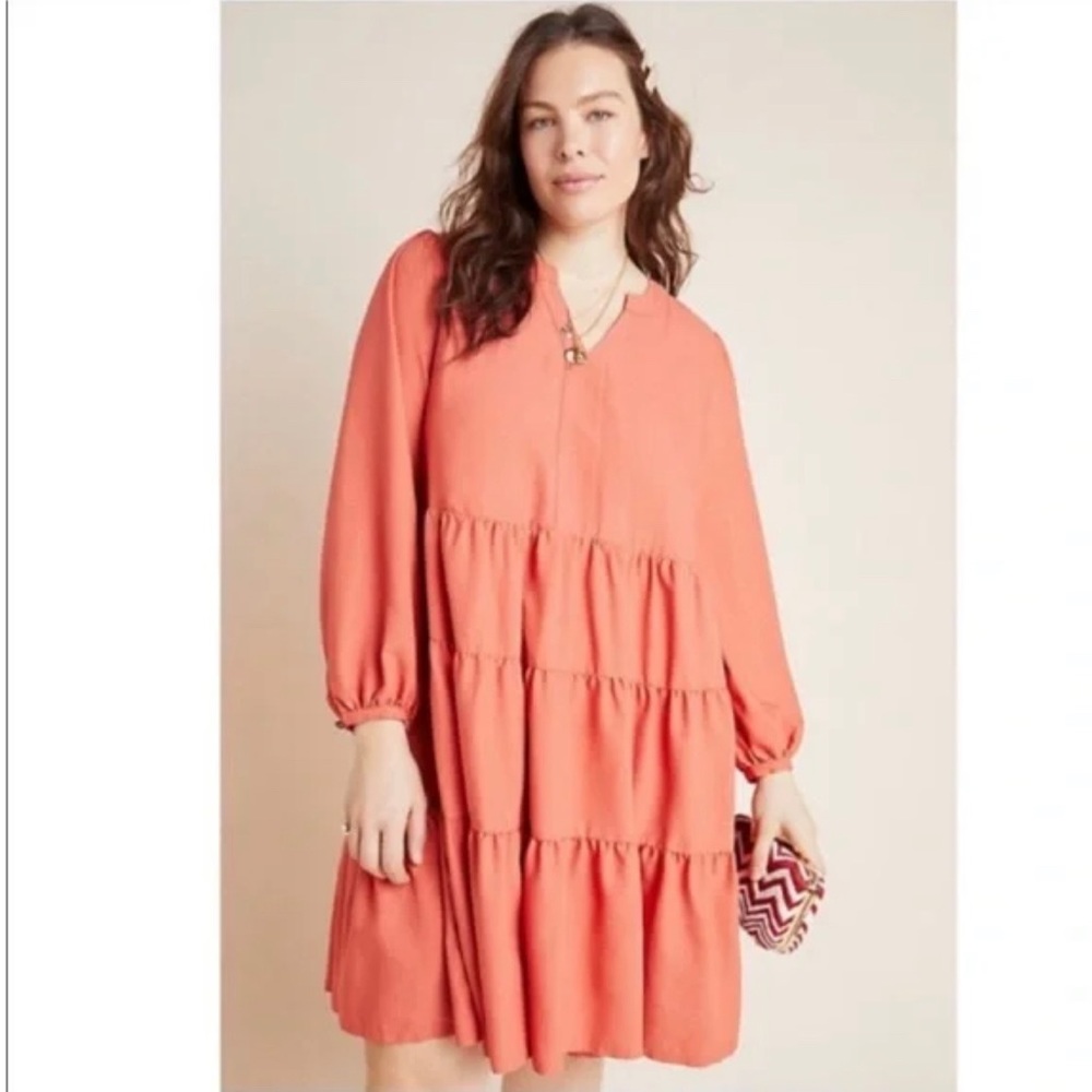 Maeve Vibrant Orange Tiered Midi Dress